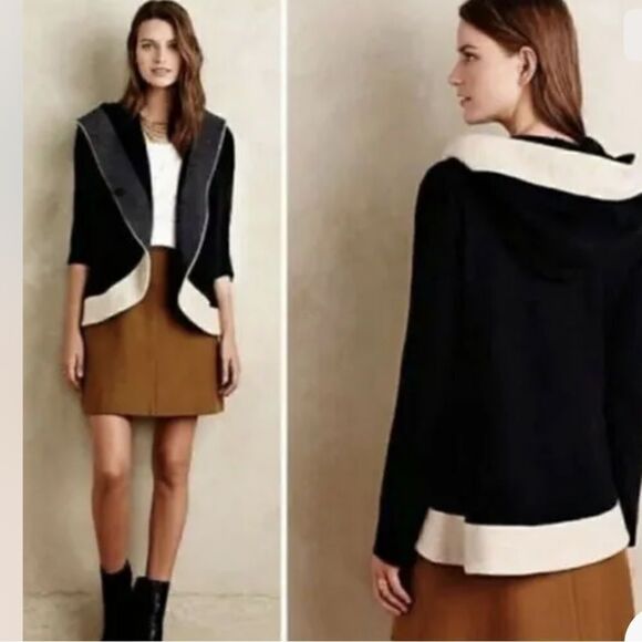 Anthropologie Rosie Neira Colorblock Boiled Wool Jacket size small - Picture 1 of 10